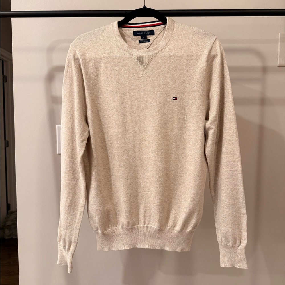 Tommy Hilfiger Men's Beige Crewneck Sweater